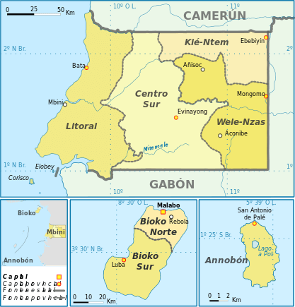 Mapa politico de Guinea Ecuatorial