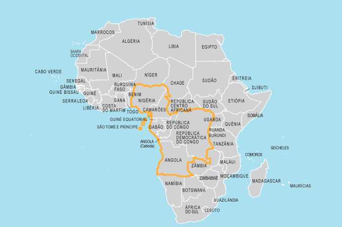 Mapa de países miembros de la Comisión del Golfo de Guinea 