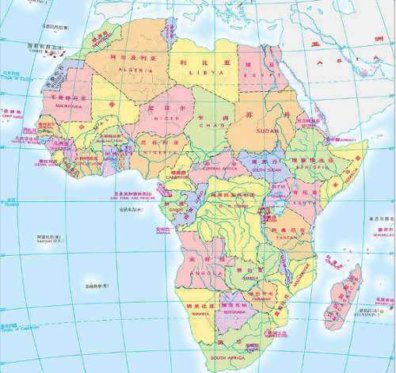 Mapa de África para China.