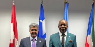 Guinea Ecuatorial y Qatar refuerzan la cooperación en aviación civil durante la 42ª Asamblea de la OACI El Presidente Interino de la QCAA, Mohammed bin Faleh Al Hajri, con el Ministro de Aviación Civil e Infraestructura Aeroportuaria de la República de Guinea Ecuatorial, Su Excelencia Norberto Monsuy Andeme