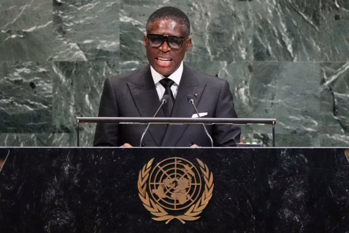 El Vicepresidente de Guinea Ecuatorial, Teodoro Nguema Obiang Mangue, se dirige a la 80ª sesión de la Asamblea General de las Naciones Unidas, el jueves 25 de septiembre de 2025 El Vicepresidente de Guinea Ecuatorial, Teodoro Nguema Obiang Mangue, se dirige a la 80ª sesión de la Asamblea General de las Naciones Unidas, el jueves 25 de septiembre de 2025